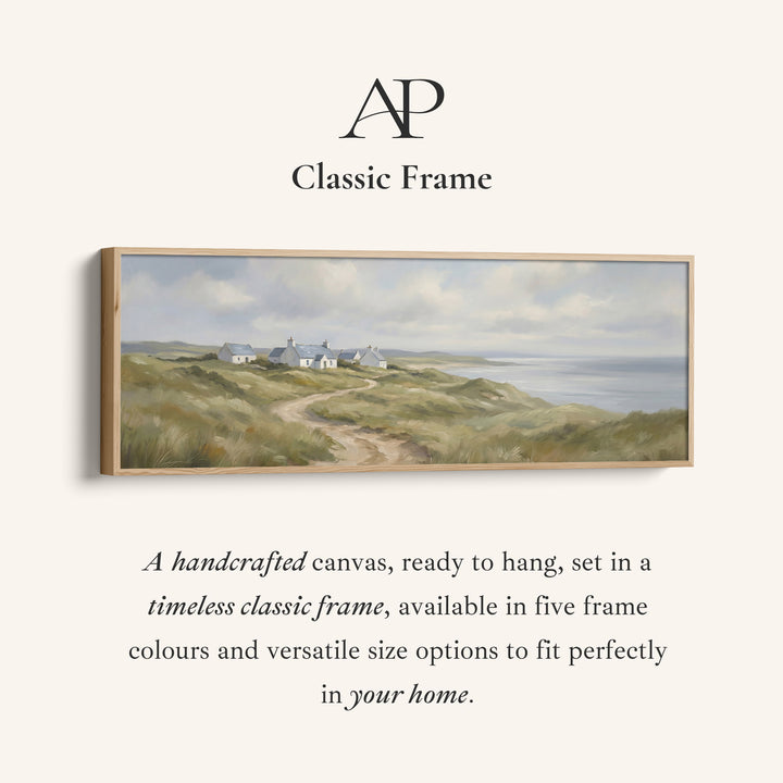 Coastal Cottages On Cliffs Horizontal Wall Art Panoramic Canvas Print Living Room