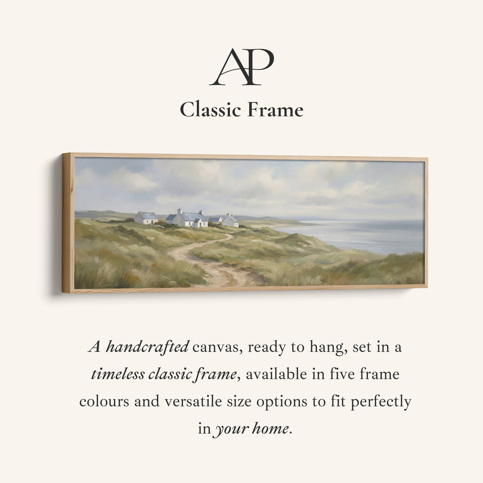 Coastal Cottages On Cliffs Horizontal Wall Art Panoramic Canvas Print Living Room