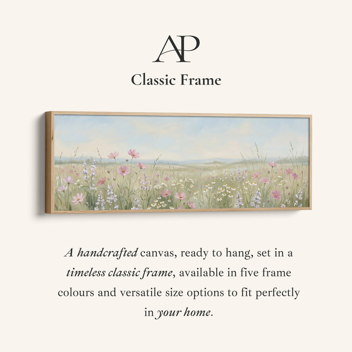 Wildflower Meadow With Pink Flowers Above Soft Wall Art Statement Wall Decor Office