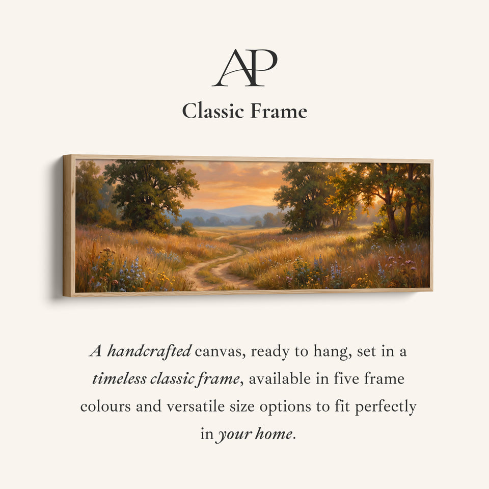 Golden Field At Sunset Wide Canvas Oversized Wall Decor Hallway