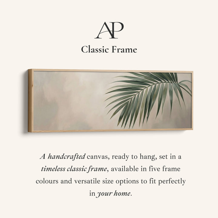 Palm Leaf On Neutral Background Wide Canvas Oversized Wall Decor Bedroom