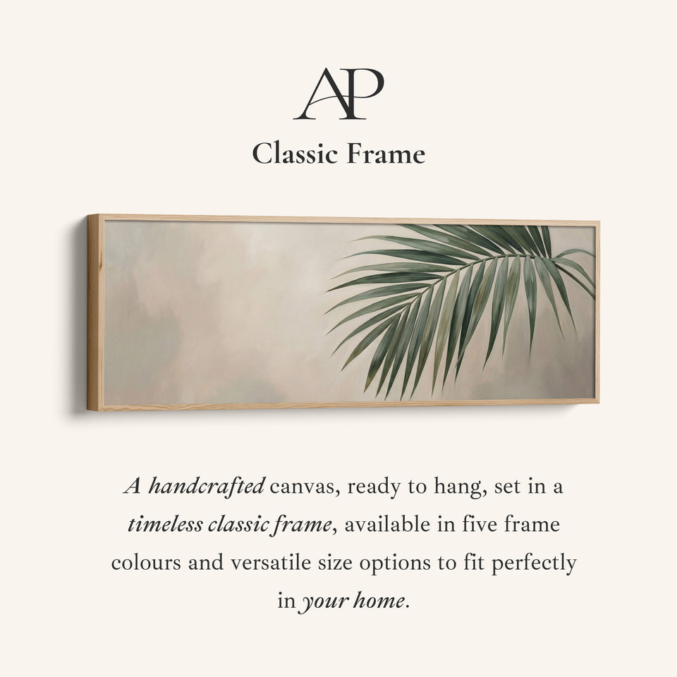 Palm Leaf On Neutral Background Wide Canvas Oversized Wall Decor Bedroom