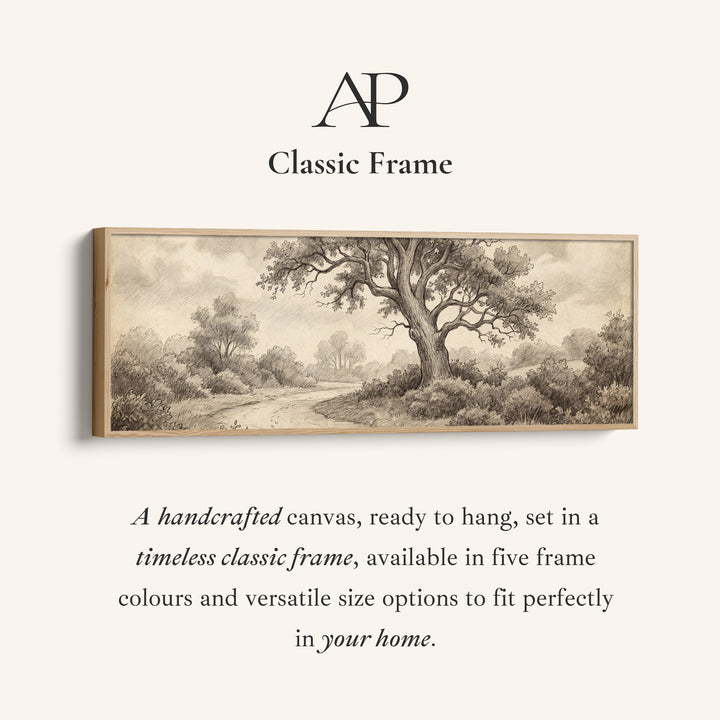 Woodland Path Pencil Drawing Above Soft Wall Art Extra Wide Canvas Office