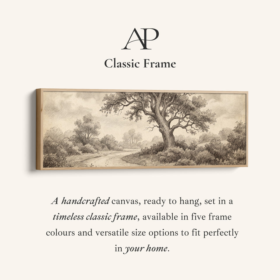 Woodland Path Pencil Drawing Above Soft Wall Art Extra Wide Canvas Office