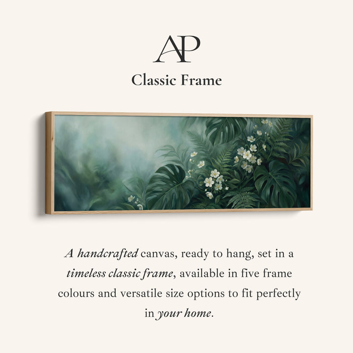 Tropical Leaves And Blossoms Horizontal Wall Art Framed Canvas Print Bedroom