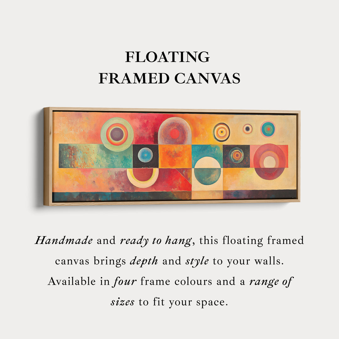 Abstracte geometrische cirkels horizontale lange wanddecoratie