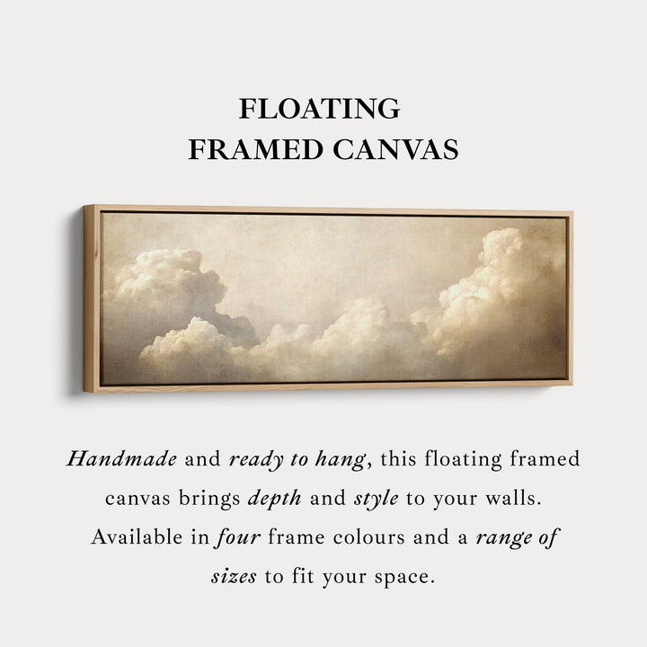 Long Horizontal Vintage Cloud Artwork Above Bed Wall Art