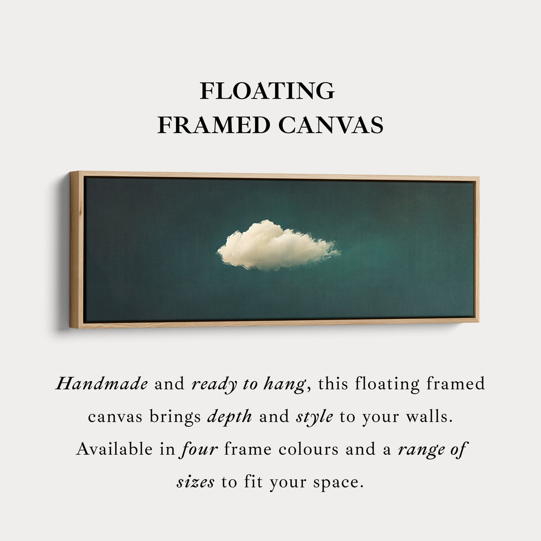 Above Bed Wall Decor - Floating Cloud Minimalist Horizontal Wall Art Green