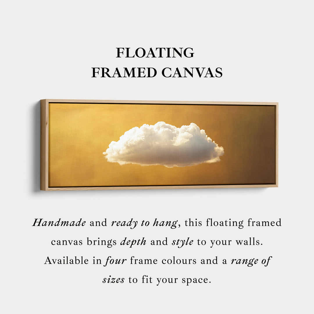 Boven Bed Muurkunst - Zwevende Gouden Wolk Minimalistische Horizontale Muurkunst