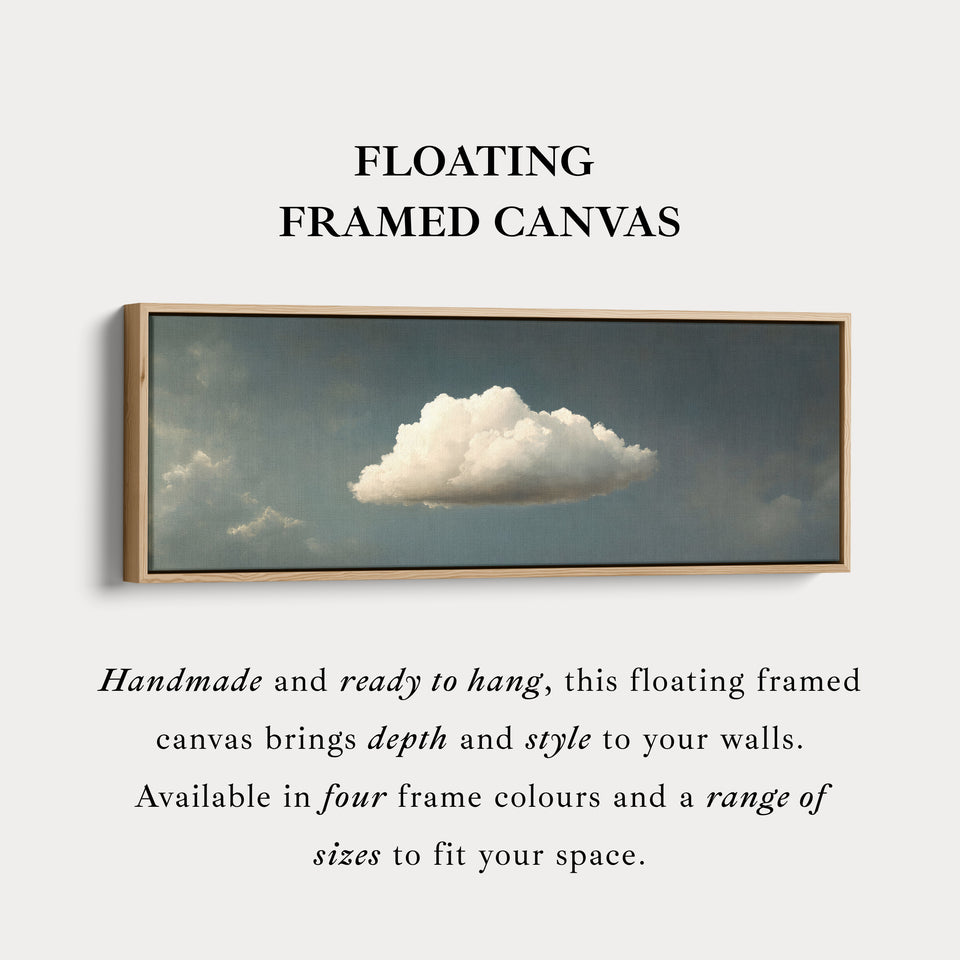 Above Bed Wall Art - Floating Blue & Green Cloud Minimalist Horizontal Wall Art