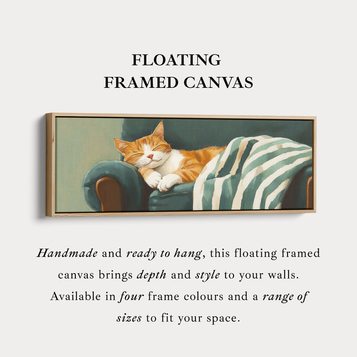 Gezellige Kat Panoramische Lange Smalle Muurkunst Grote Canvasdecoratie