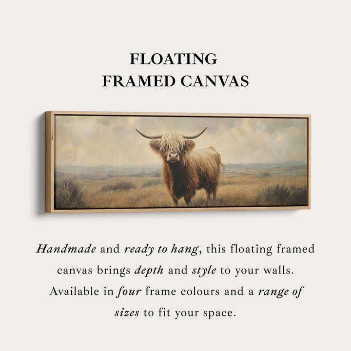 Highland koe afbeelding panoramisch lang smal wanddecoratie groot canvas decor
