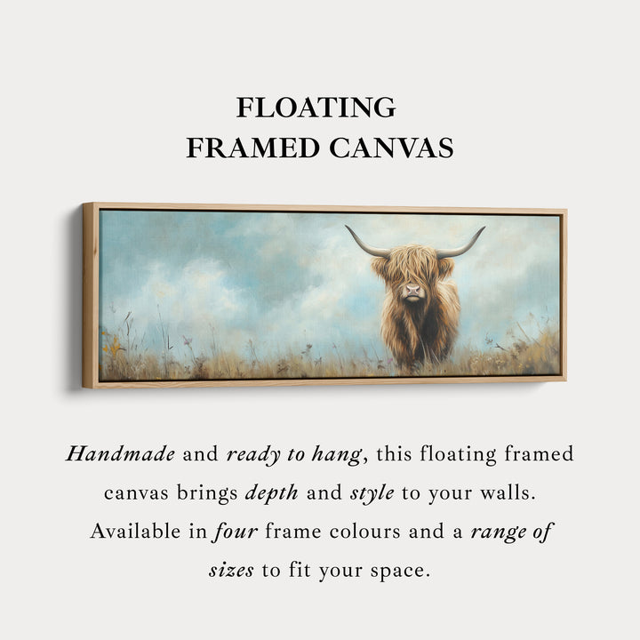 Scottish Highland Cow Long Wall Hanging Large Horizontal Wall Art
