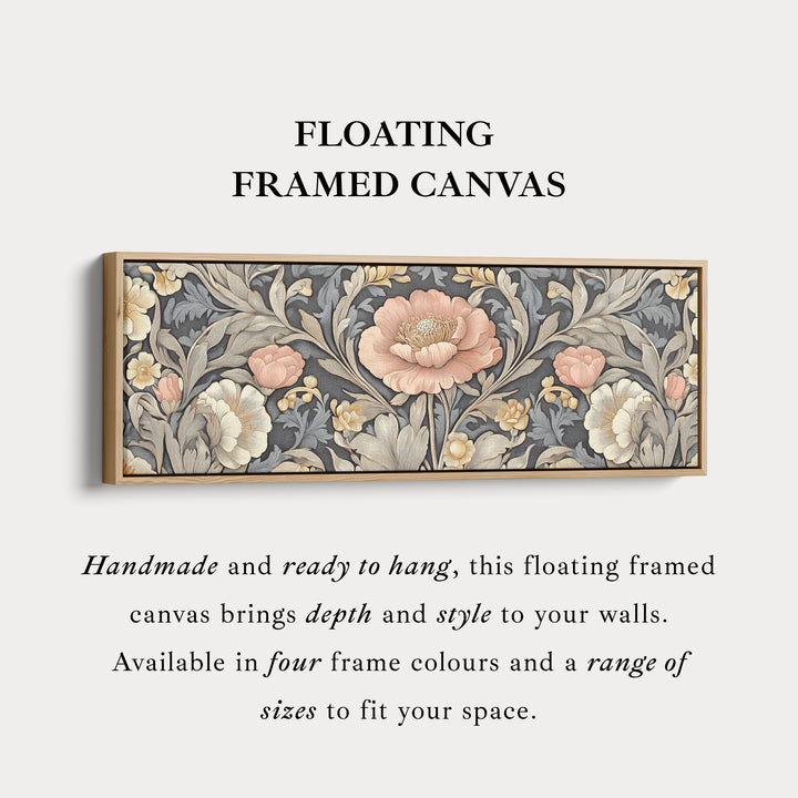 Vintage Floral Pattern Large Canvas Long Narrow Horizontal Wall Art