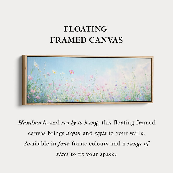 Wilde bloemen grote ingelijste canvas lange smalle horizontale wanddecoratie