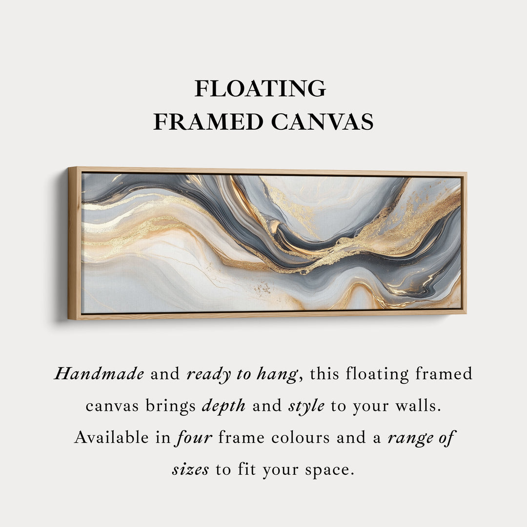 Gouden marmer grote ingelijste canvas lange smalle horizontale wanddecoratie