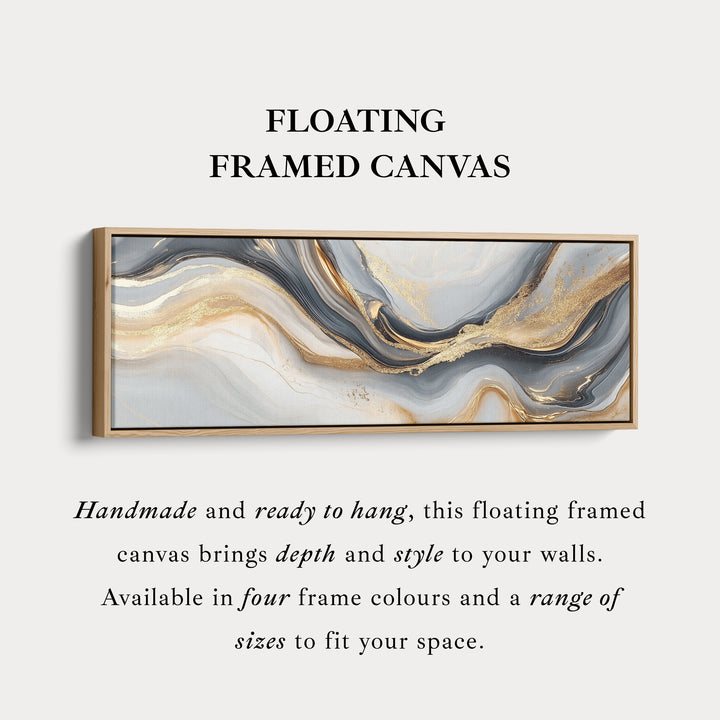 Gouden marmer grote ingelijste canvas lange smalle horizontale wanddecoratie