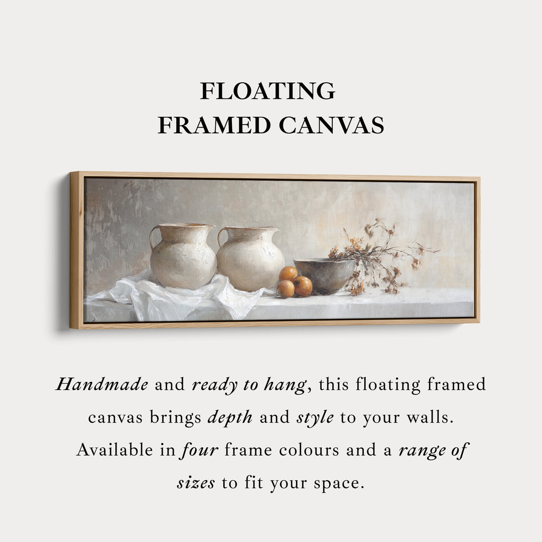 Neutrale keukenmuurkunst lange smalle muurkunst groot ingelijst canvas schilderij