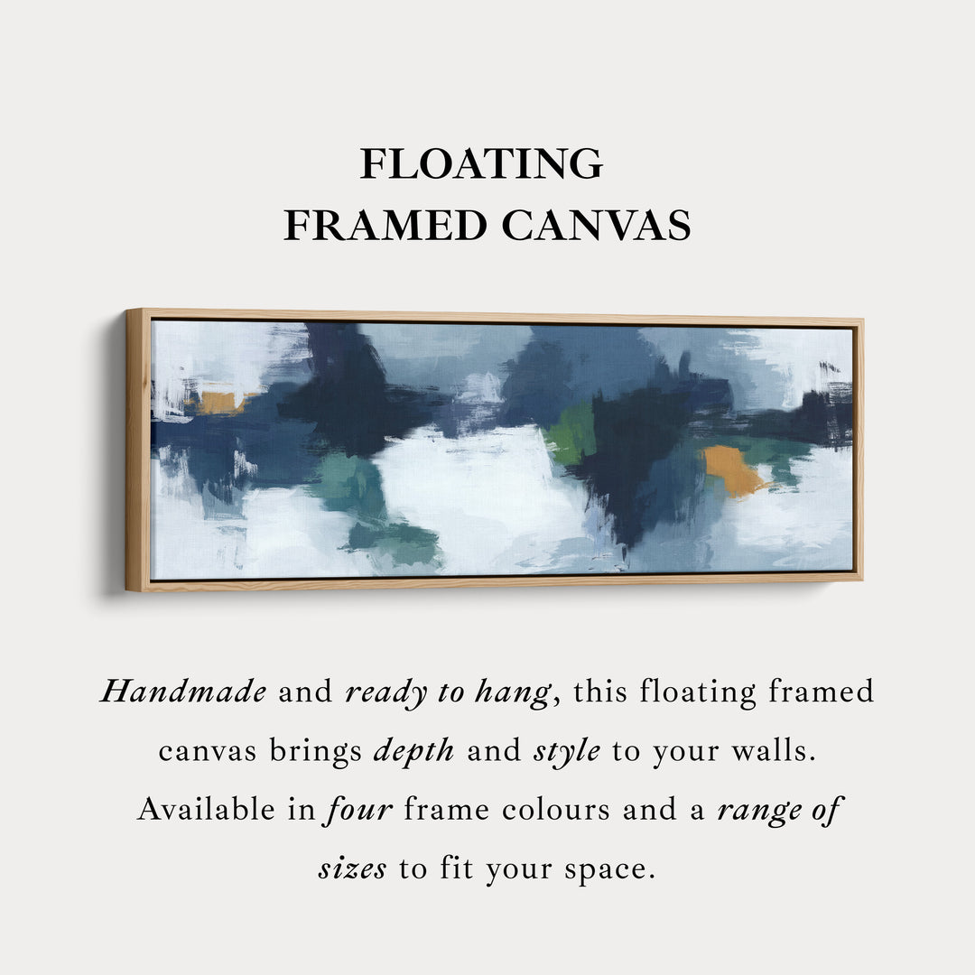 Wide Moody Deep Blue Abstract Canvas Wall Art for Living Room