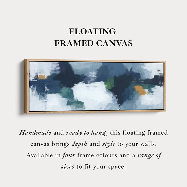 Wide Moody Deep Blue Abstract Canvas Wall Art for Living Room