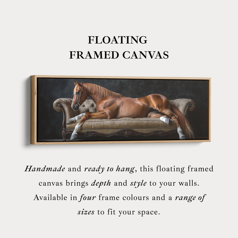 Großes horizontales gerahmtes Leinwand-Wandbild Elegantes Pferd