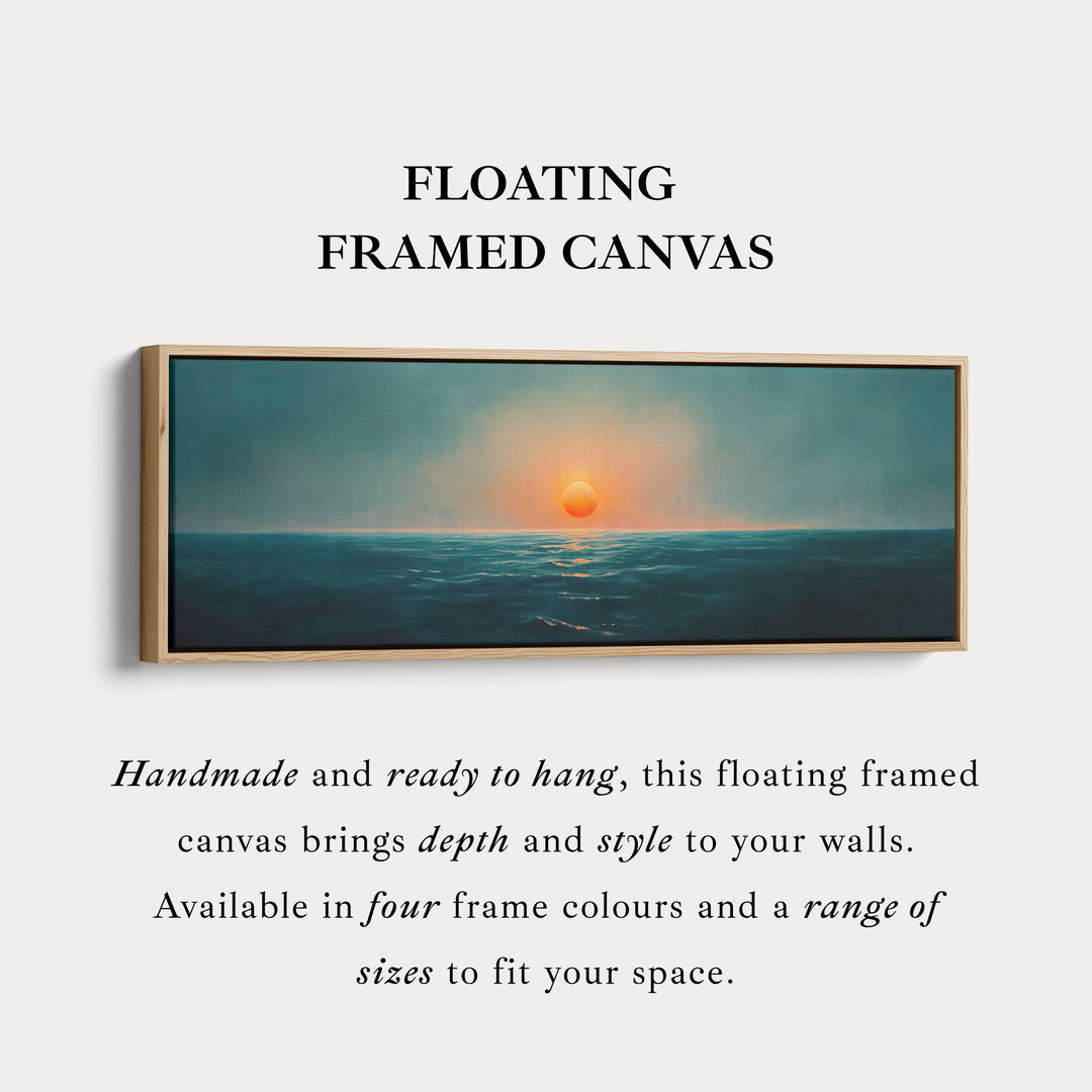 Ocean Sunset Smal Breed Horizontaal Wanddecoratie Grote Ingelijste Canvas