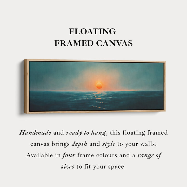 Ocean Sunset Smal Breed Horizontaal Wanddecoratie Grote Ingelijste Canvas