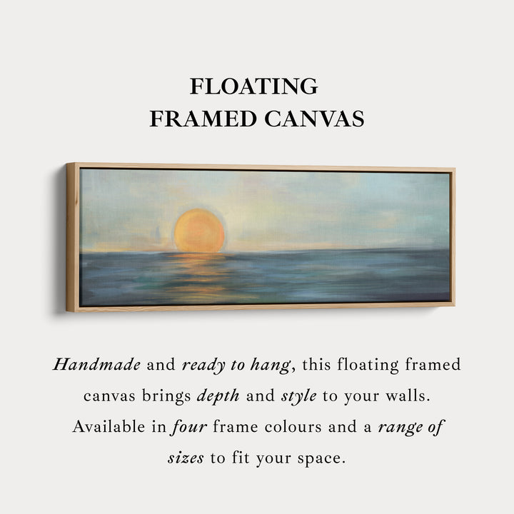 Moderne abstracte smalle brede horizontale wanddecoratie grote ingelijste canvas