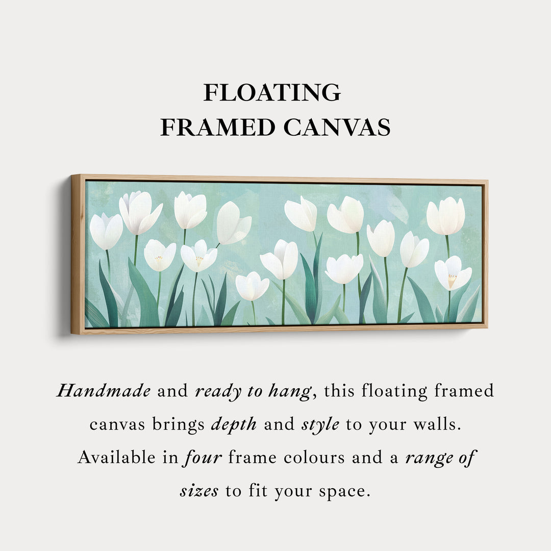Minimalist Tulips Framed Canvas Horizontal Narrow Wall Art Decor