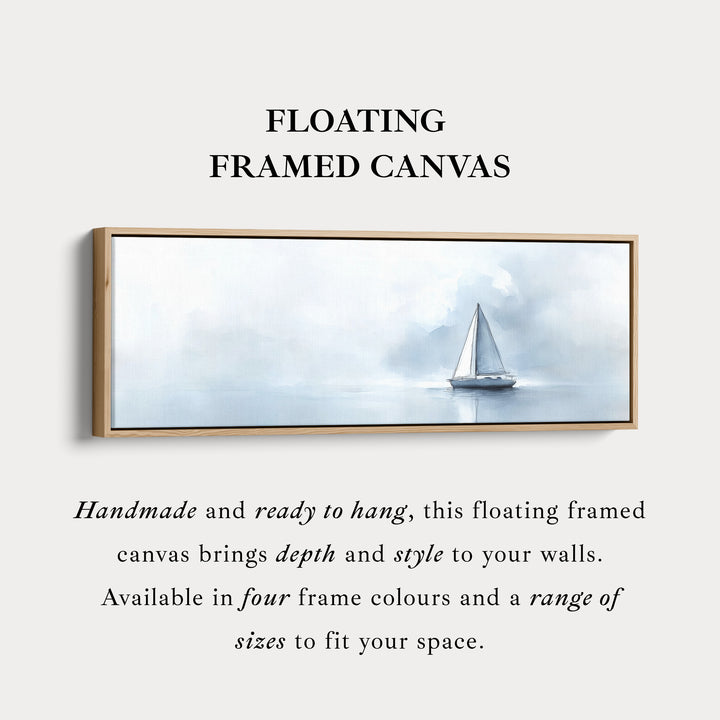 Zeilboot aquarel groot ingelijst lang canvas horizontale wanddecoratie