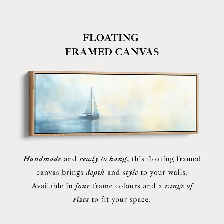 Kalmerende aquarel zeilboot grote ingelijste lange canvas horizontale wanddecoratie