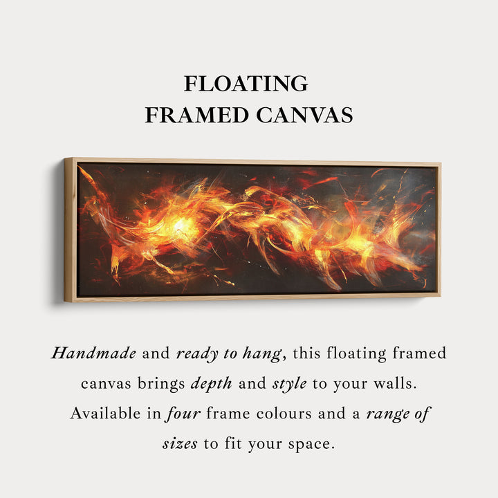 Abstracte Vlam Lange Horizontale Muurdecoratie, Panoramische Muurdecoratie Brede Muurdecoratie