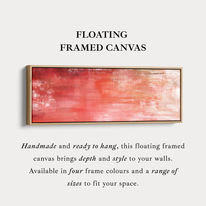 Abstracte rode lange horizontale wanddecoratie, panoramische wanddecoratie brede wanddecoratie