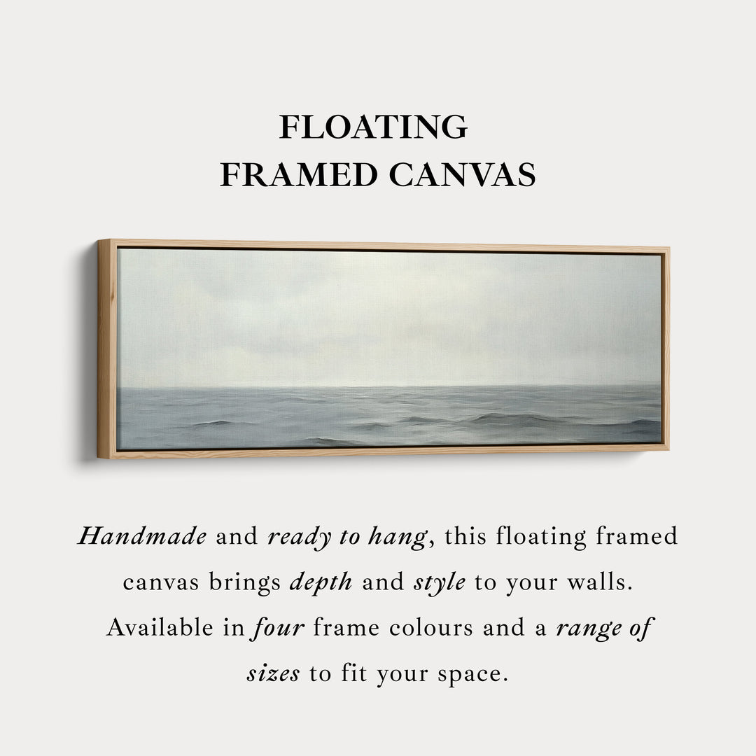 Kalmerende zee lang smal ingelijst canvas wanddecoratie