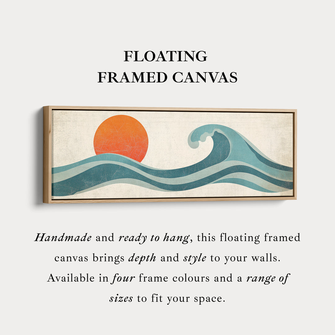 Retro zonsondergang lange smalle horizontale wandkunst canvas