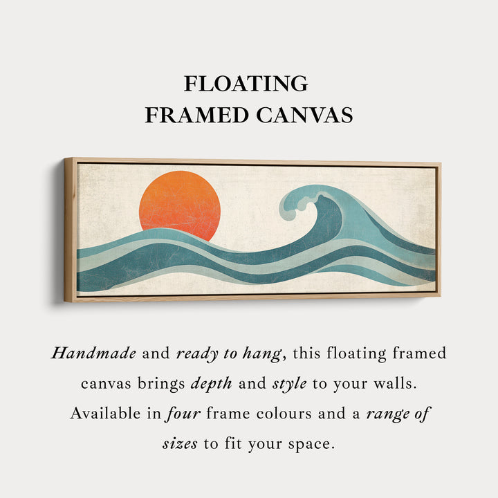 Retro zonsondergang lange smalle horizontale wandkunst canvas