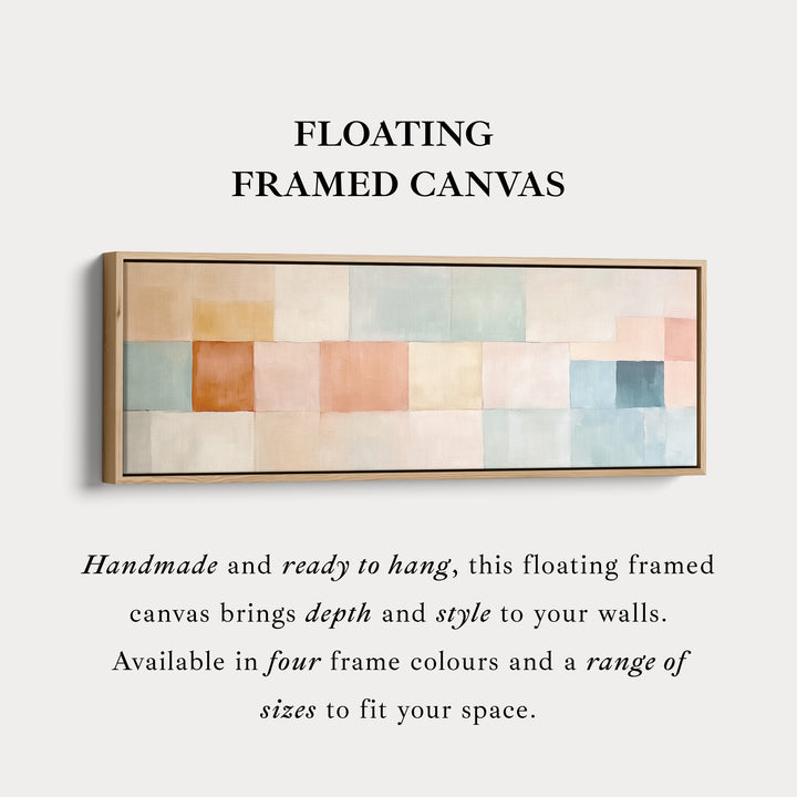 Abstract pastel lang ingelijst horizontaal canvas wanddecoratie