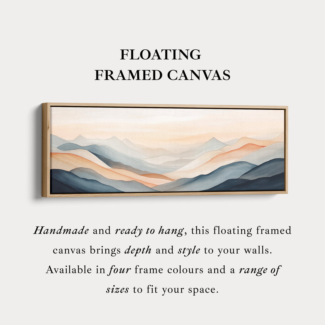 Gedempte Abstracte Bergen Grote Brede Horizontale Muurkunst Ingelijst Canvas