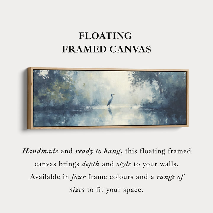 Gedempte Reiger Lange Horizontale Smalle Ingelijste Canvas