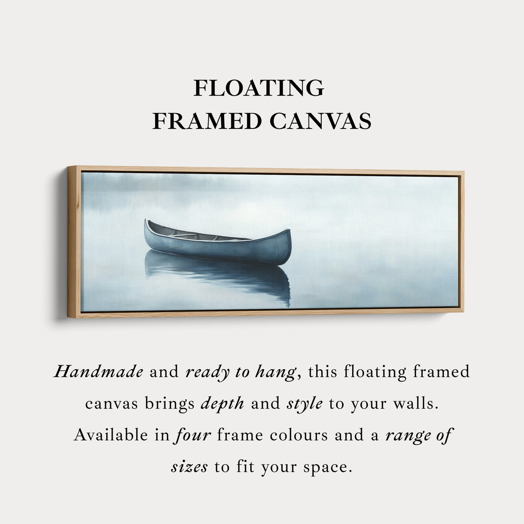 Misty Lake Kanoë Breed Gevoegd Boven Bed Muurkunst