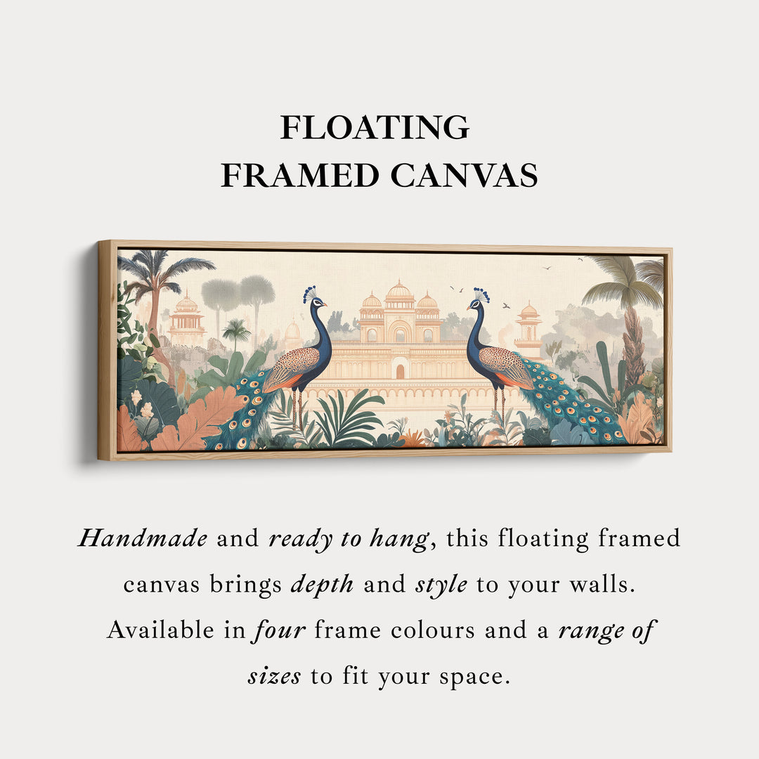 Peacock Palace Wide Framed Above Bed Wall Art