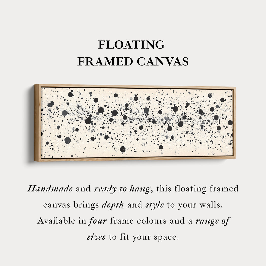 Zwarte Abstracte Stippen Panoramische Grote Ingelijste Wanddecoratie