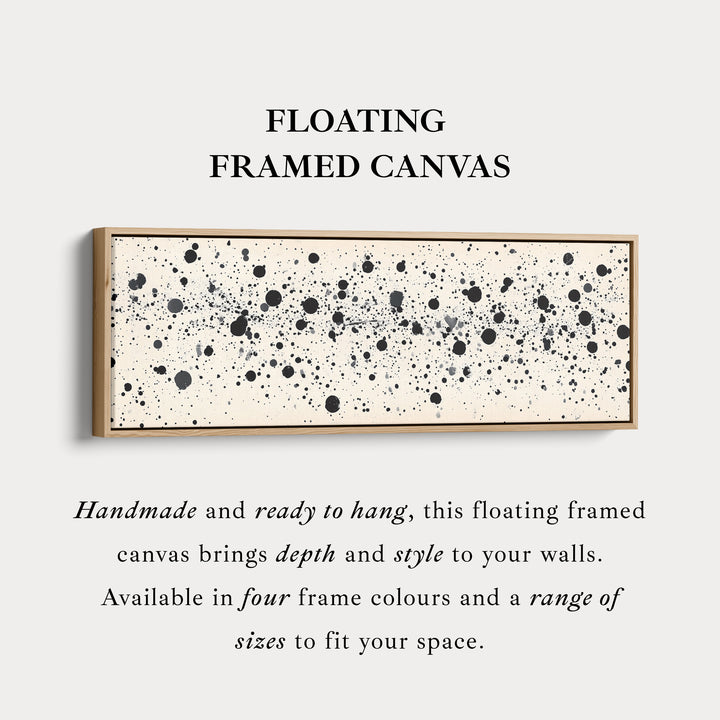 Zwarte Abstracte Stippen Panoramische Grote Ingelijste Wanddecoratie