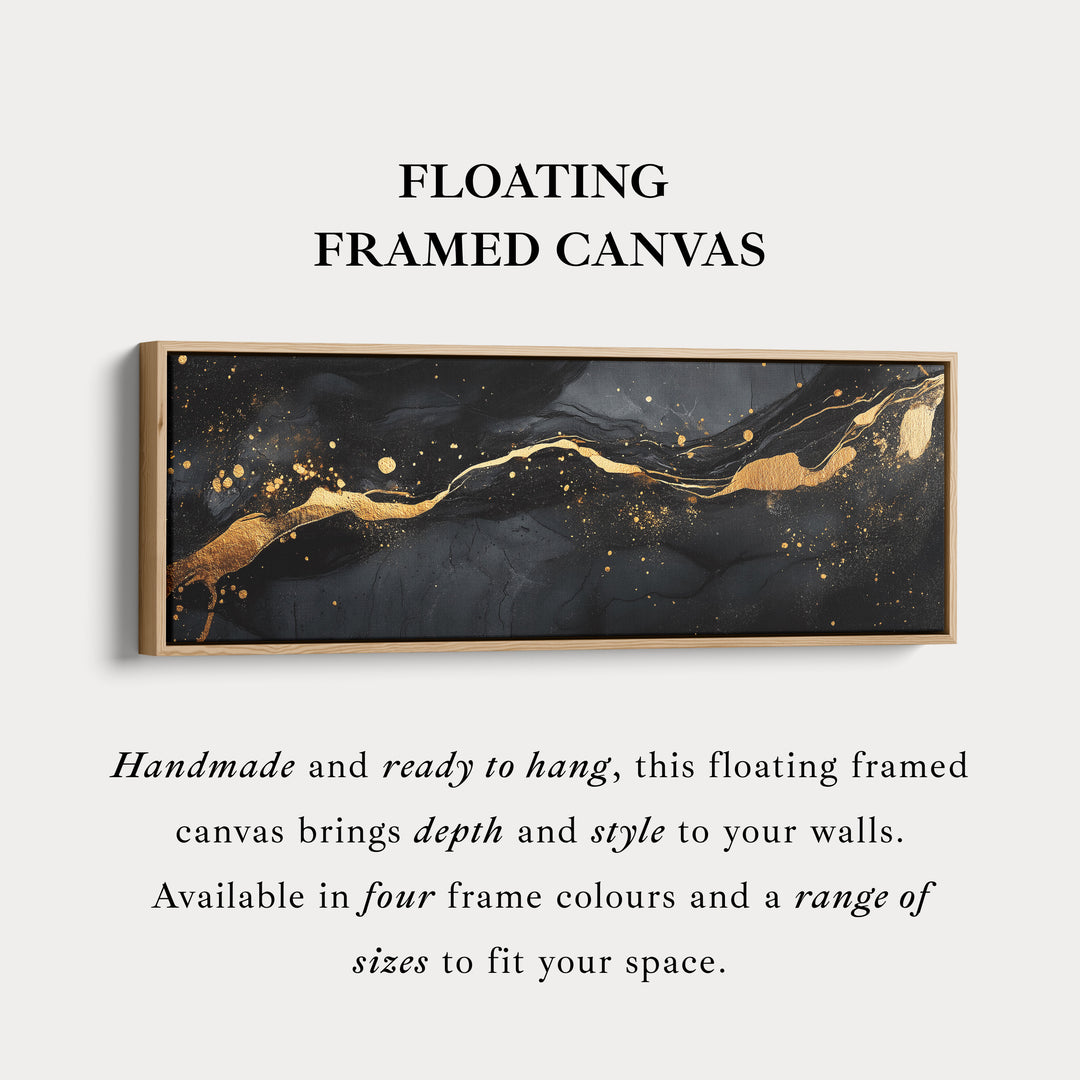 Goud & Zwart Abstract Horizontaal Wanddecoratie Lang Smal