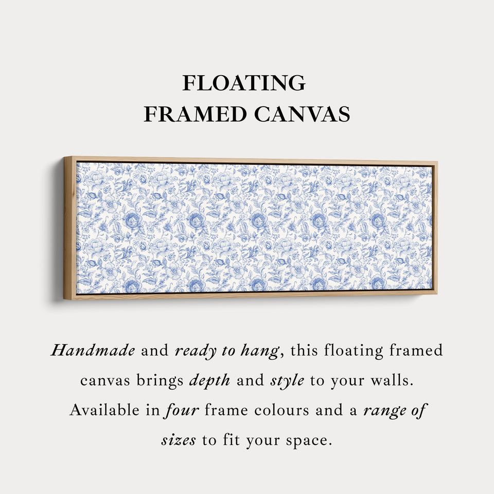 Blaues Blumen-Panoramabild über dem Bett Wandkunst