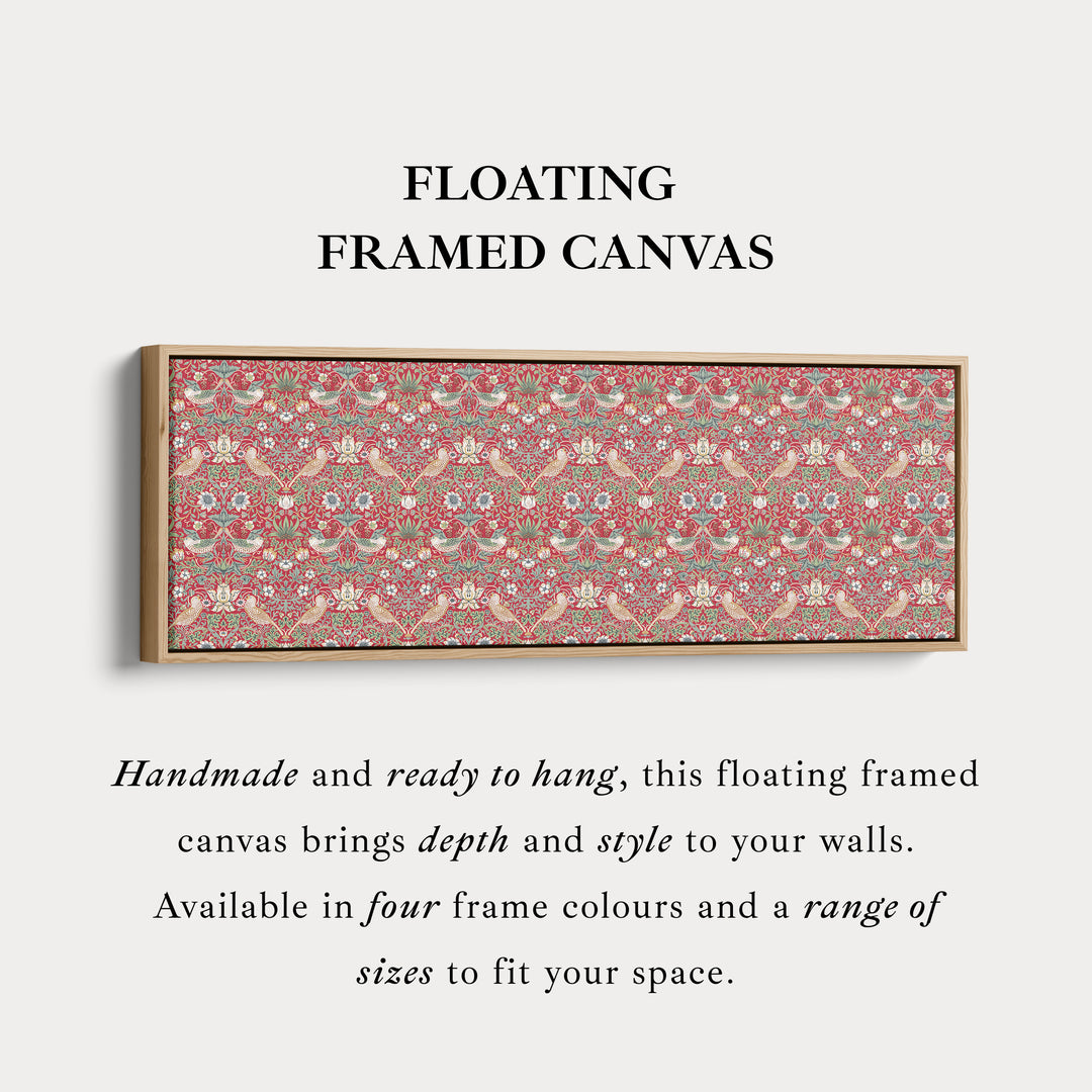 Lange Horizontale Wanddecoratie William Morris Strawberry Thief Rood