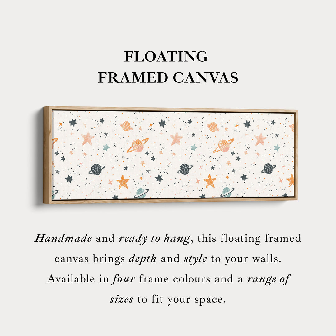 Lange smalle kinderkamerdecoratie buitenaardse planeten