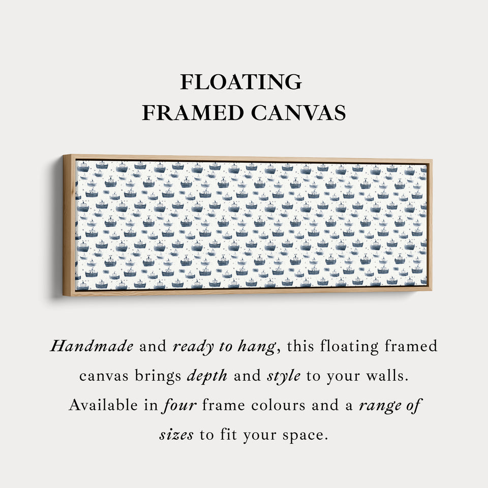 Small Blue Ships Slim Horizontal Wall Decor