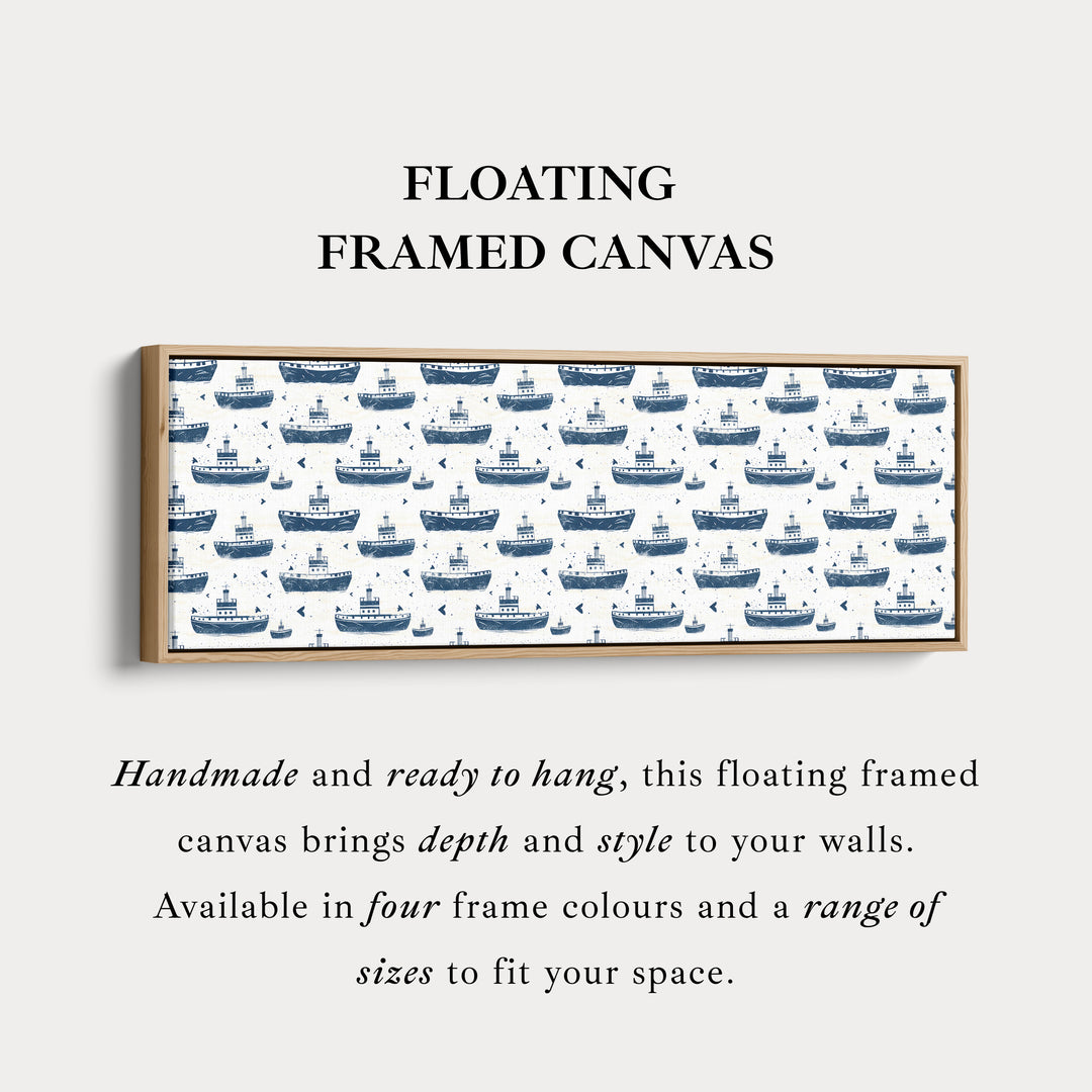 Kleine boten kinderkamer lange smalle panoramische wanddecoratie