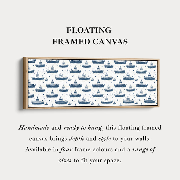 Kleine boten kinderkamer lange smalle panoramische wanddecoratie